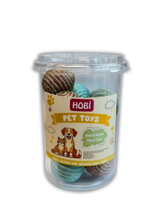 Hobi Pet Toys Kedi & Köpek Parlak İp Sarımlı Oyun Topu 10’lu Paket