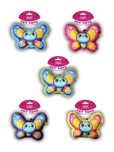 Hobi - Hobi Pet Toys Kelebek Figürlü Zilli Kedi & Köpek Oyuncağı RD1035 5’li Paket