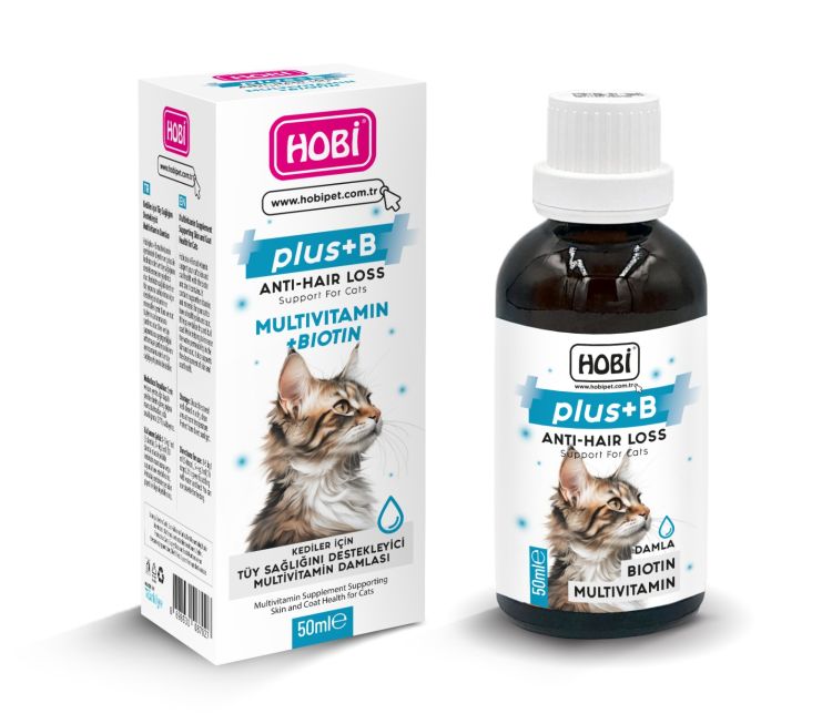 Hobi Plus B Kediler İçin Tüy Sağlığını Destekleyici Multivitamin Damlası 50ml