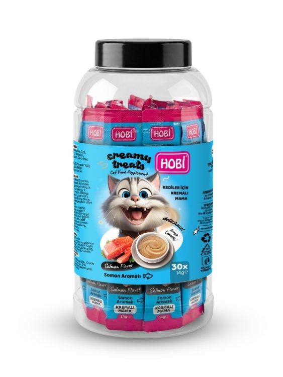 Hobi Somon Aromalı Krema Kedi Ödül Maması 14 gr x 30 Adet