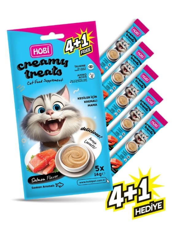 Hobi Somon Aromalı Krema Kedi Ödül Maması 14 gr x 5 Adet