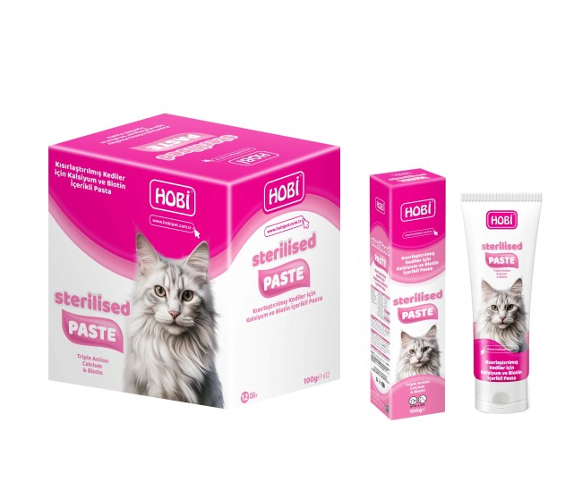 Hobi - Hobi Sterilised Paste Kısır Kediler İçin Kalsiyum Ve Biotin Pastası 100gr x 12 Adet