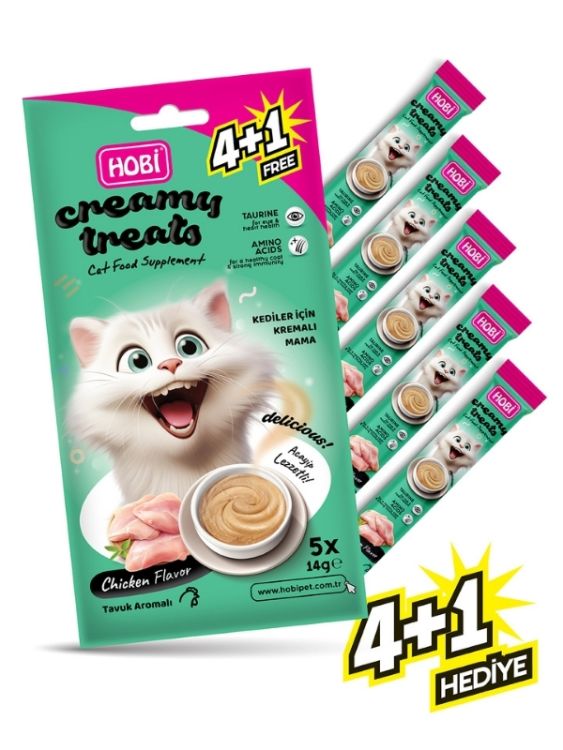 Hobi Tavuk Aromalı Krema Kedi Ödül Maması 14 gr x 5 Adet