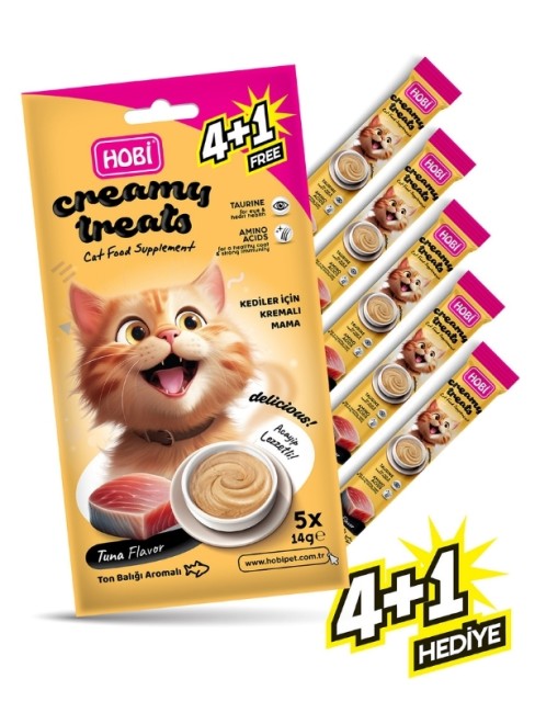 Hobi - Hobi Ton Balığı Aromalı Krema Kedi Ödül Maması 14 gr x 5 Adet