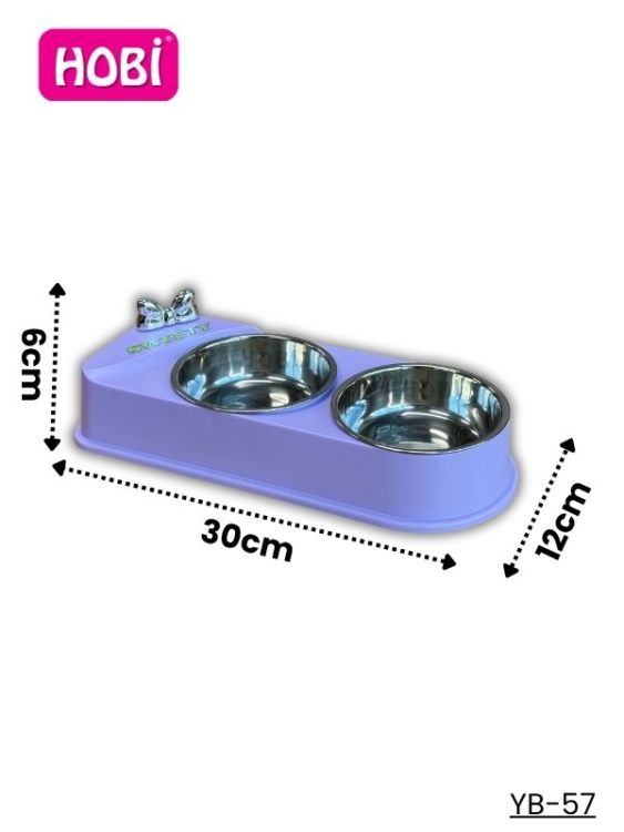 Hobi YB-57 Plastik Standlı Çelik Mama ve Su Kabı Mor
