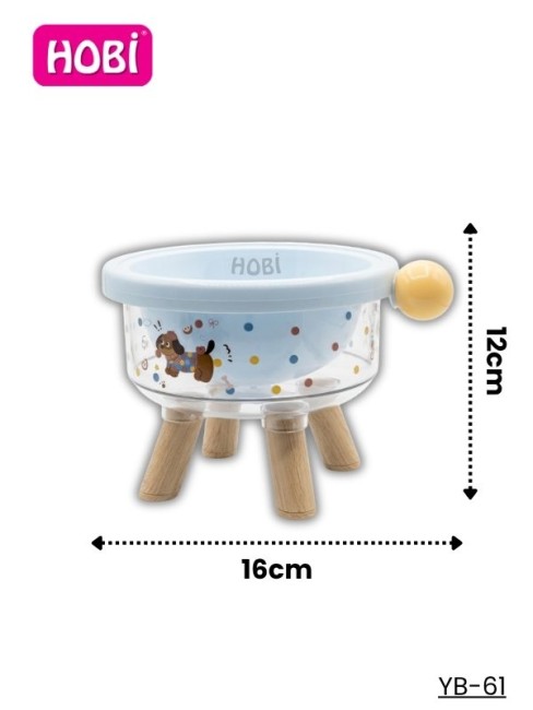 Hobi - Hobi YB-61 Desenli Şeffaf Plastik Ayaklı Mama Kabı 16 cm