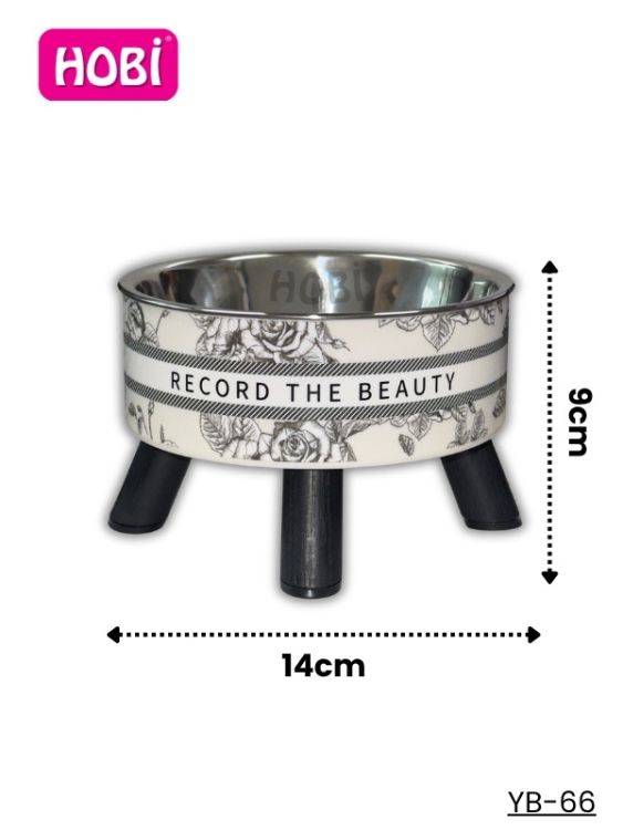 Hobi YB-66 Ayaklı Paslanmaz Çelik Kedi & Köpek Mama Kabı 14 cm