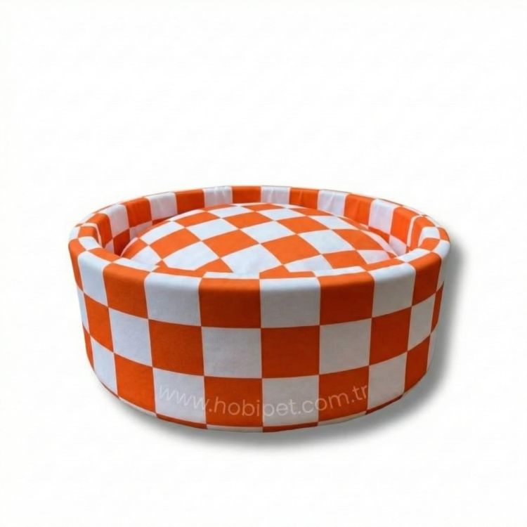 Hobi Yumuşak Süngerli Taraftar Kedi Yatağı - Beyaz Turuncu (45 cm)