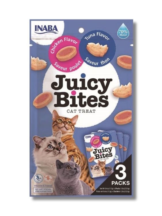 Inaba Ciao Juicy Bites Tavuklu ve Tuna Balıklı Kedi Ödülü 11,3 Gr (3’lü) – USA701