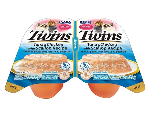 İnaba - İnaba Twins Ton Balıklı Tavuklu Ve Deniz Taraklı Kedi Ödül Jölesi Usa833 2 X 35 Gr
