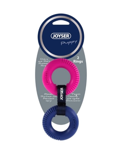 Joyser - Joyser Jys-7067 Çift Halkalı Yavru Köpek Çiğneme Oyuncağı Pembe-Mavi