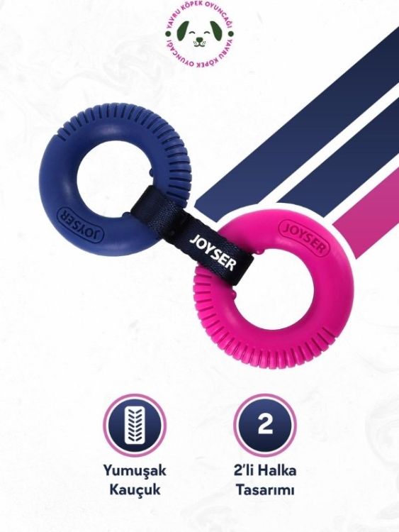 Joyser Jys-7067 Çift Halkalı Yavru Köpek Çiğneme Oyuncağı Pembe-Mavi