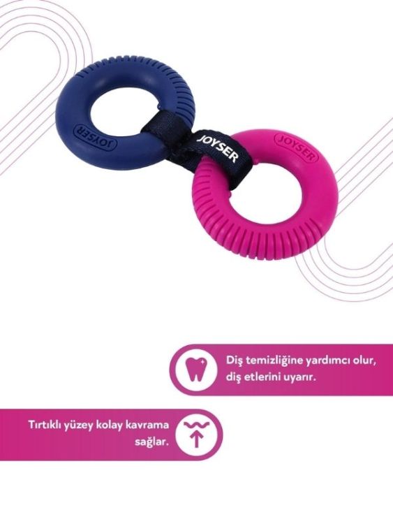Joyser Jys-7067 Çift Halkalı Yavru Köpek Çiğneme Oyuncağı Pembe-Mavi