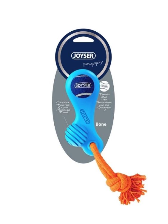 Joyser Jys-7108 Bone İpli Kauçuk Kemik Yavru Köpek Oyuncağı Mavi