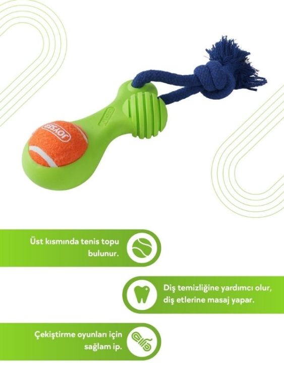 Joyser Jys-7147 Halatlı Kauçuk Toplu Köpek Oyuncağı Yeşil