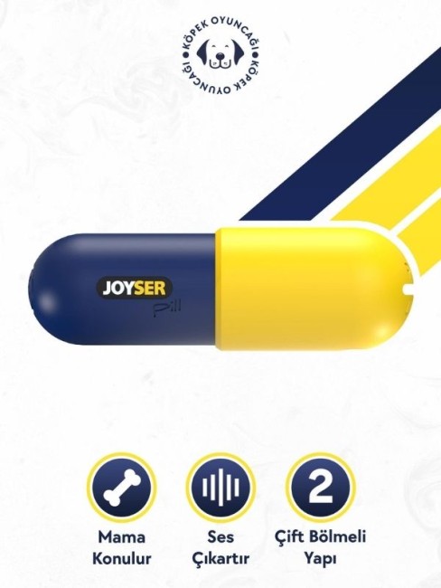 Joyser - Joyser Plus Jys-7133 Kauçuk Hap Şeklinde Köpek Oyuncağı Sarı-Lacivert