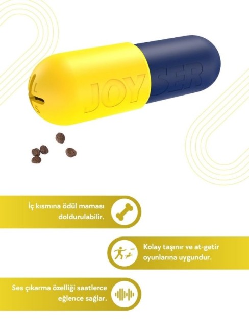 Joyser Plus Jys-7133 Kauçuk Hap Şeklinde Köpek Oyuncağı Sarı-Lacivert - Thumbnail