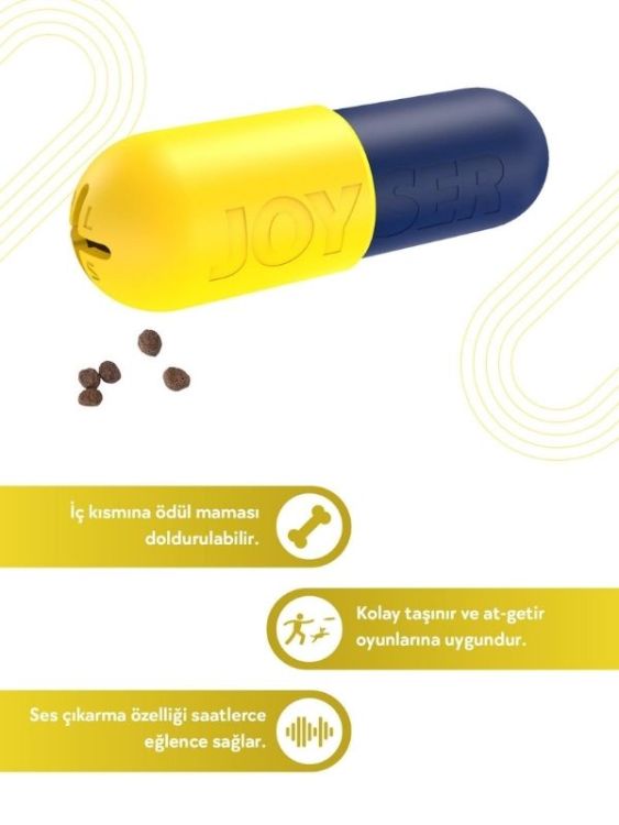 Joyser Plus Jys-7133 Kauçuk Hap Şeklinde Köpek Oyuncağı Sarı-Lacivert