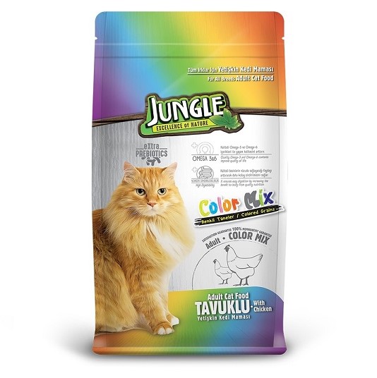 Jungle - Jungle Color Mix Tavuklu Renkli Yetişkin Kedi Maması 15 Kg