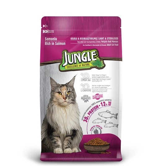Jungle - Jungle Sterilised Somonlu Kedi Maması 1.5 Kg X 4 Adet
