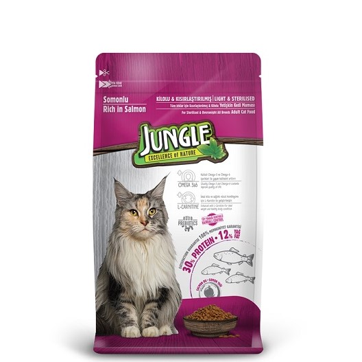Jungle - Jungle Sterilised Somonlu Kedi Maması 500 Gr X 8 Adet