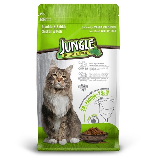 Jungle - Jungle Tavuklu Balıklı Yetişkin Kedi Maması 15 Kg