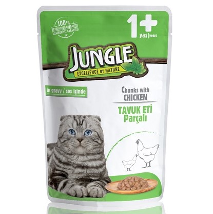 Jungle - Jungle Tavuklu Yetişkin Kedi Pouch 100 Gr X 24 Adet