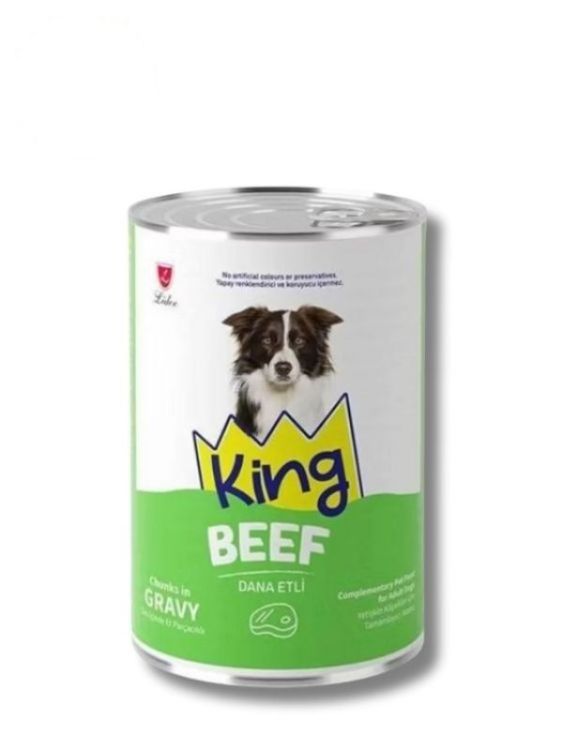 King Sos İçerisinde Et Parçacıklı Dana Etli Köpek Konservesi 400 gr