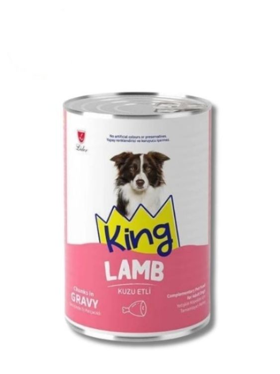 King Sos İçerisinde Et Parçacıklı Kuzu Etli Köpek Konservesi 400 gr