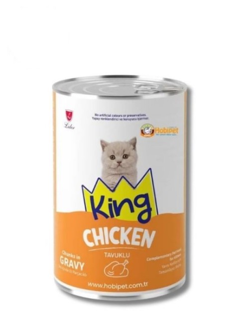 King - King Sos İçerisinde Et Parçacıklı Tavuklu Yavru Kedi Konservesi 400 gr