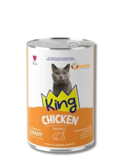 King - King Sos İçerisinde Et Parçacıklı Tavuklu Yetişkin Kedi Konservesi 400 gr