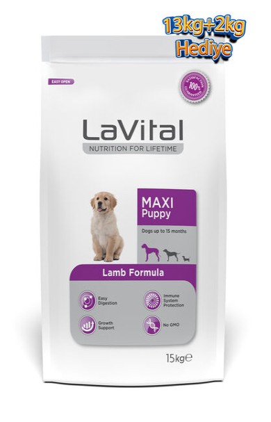 Lavital - Lavital Maxi Puppy Kuzulu Yavru Köpek Maması 13 Kg + 2 Kg Bonus