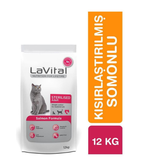 Lavital - Lavital Sterilised Somonlu Kısır Kedi Maması 12 Kg