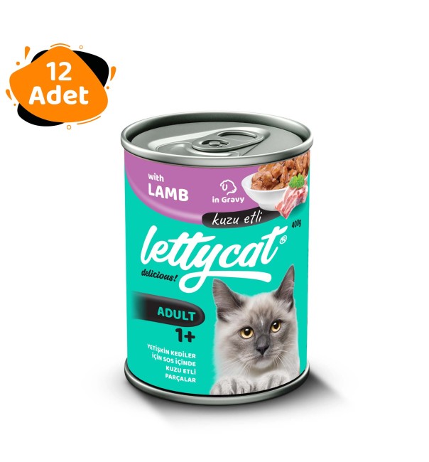 Lettycat - Lettycat Kuzu Etli Yetişkin Kedi Konservesi 400gr x 12 Adet