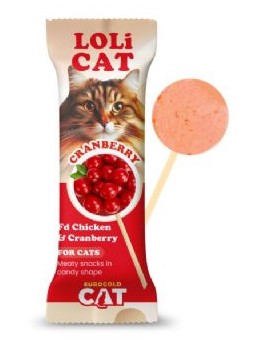 Lolicat Kediler İçin Tavuklu Kızılcıklı Lolipop Kedi Ödülü X 15 Adet