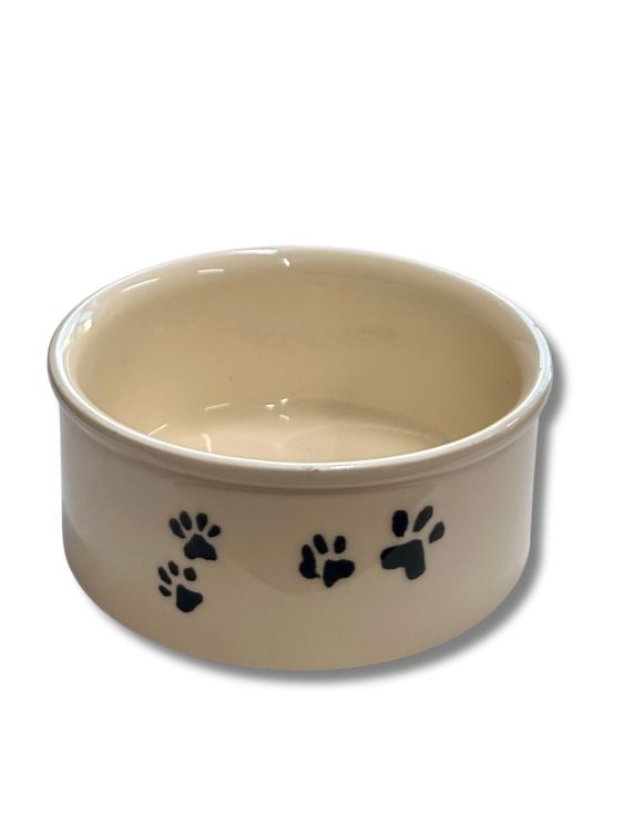 Melek Pet Beyaz Renk Desenli Seramik Mama Kabı 12 Cm