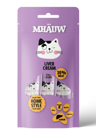 Mhauw - Mhauw Ciğerli Krema Kedi Ödülü 15 Gr 4 Lü X 20 Adet