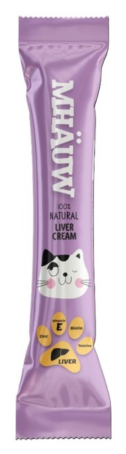 Mhauw - Mhauw Ciğerli Krema Kedi Ödülü (Kavanoz) 15 Gr X 30 Adet