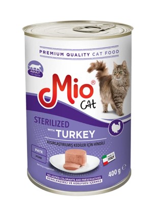 Mio - Mio Hindili Sterilised Kedi Konserve Püre 400 Gr X 24 Adet