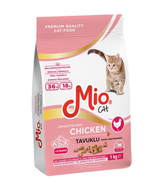 Mio - Mio Kitten Tavuklu Yavru Kedi Maması 1 Kg X 3 Adet