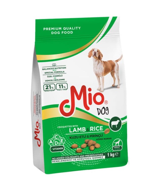 Mio - Mio Kuzu Etli Pirinçli Yetişkin Köpek Maması 1 Kg X 3 Adet