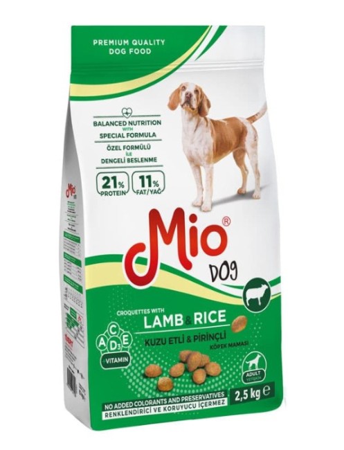 Mio - Mio Kuzu Etli Pirinçli Yetişkin Köpek Maması 2.5 Kg