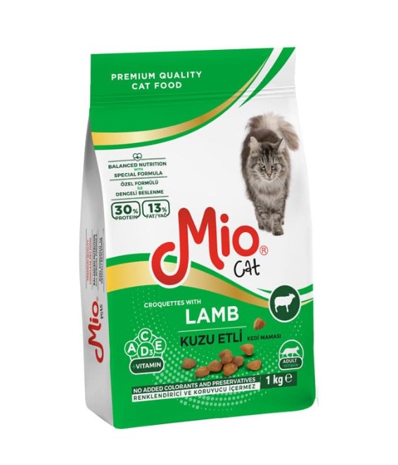 Mio Kuzu Etli Yetişkin Kedi Maması 1 Kg X 3 Adet