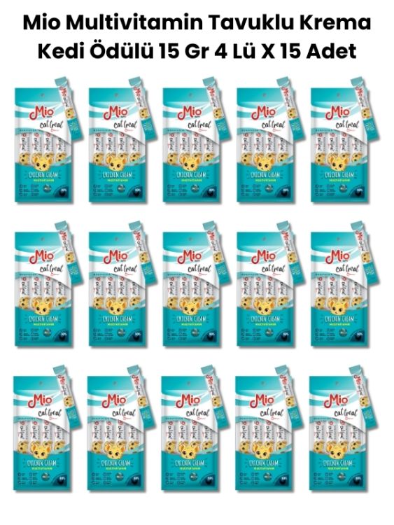 Mio Multivitamin Tavuklu Krema Kedi Ödülü 15 Gr 4 Lü X 15 Adet