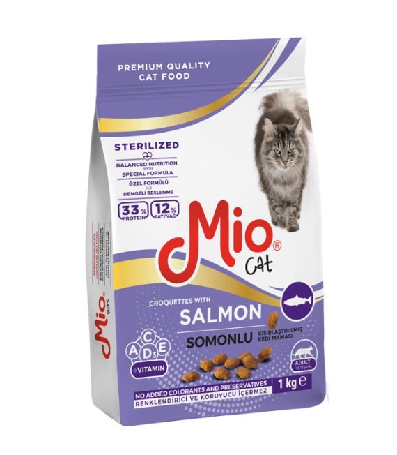 Mio Sterilised Somonlu Kısır Kedi Maması 1 Kg X 3 Adet
