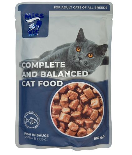 Miss Kis - Miss Kis Balıklı Yetişkin Kedi Pouch 100 Gr X 24 Adet