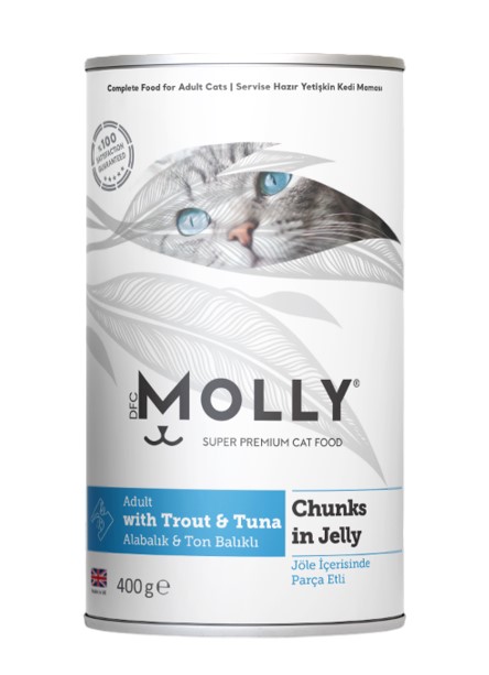 Molly Alabalık Ve Ton Balıklı Jöleli Yetişkin Kedi Konservesi 400 Gr X 12 Adet