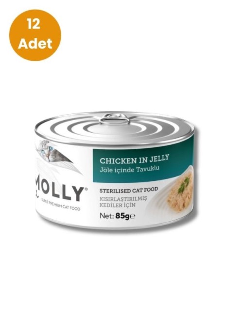 Molly - Molly Jöle İçinde Tavuklu Kısırlaştırılmış Kedi Konservesi 85 gr x 12 Adet