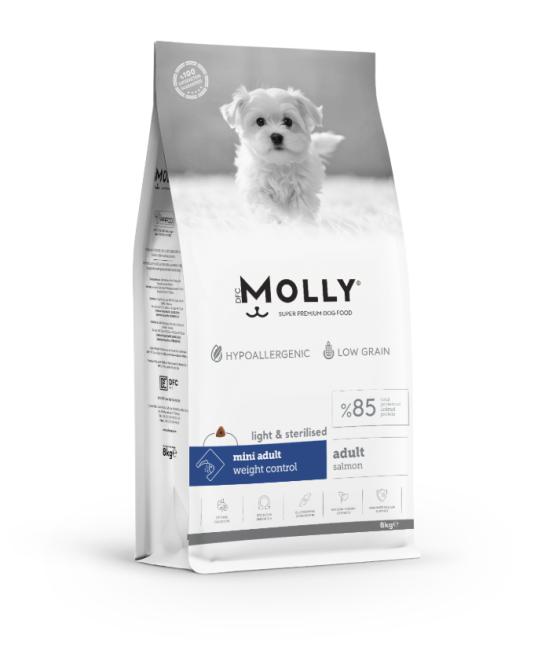 Molly - Molly Mini Irk Kısırlaştırılmış Köpek Maması Somonlu 8kg