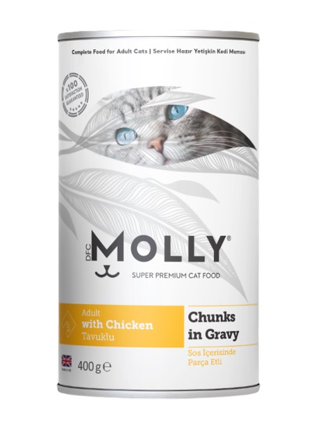 Molly - Molly Tavuklu Gravy Soslu Yetişkin Kedi Konservesi 400 Gr X 12 Adet
